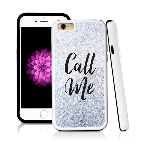 iPhone 6 case Call me in Silver Glitter Texture with hard plastic and rubber protective cover