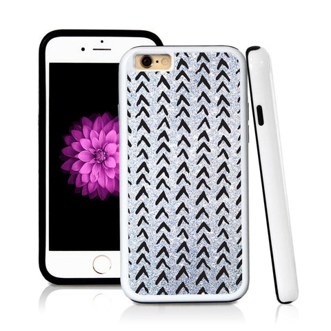 iPhone 6 case Chevron pattern in Silver Glitter Texture with hard plastic and rubber protective cover