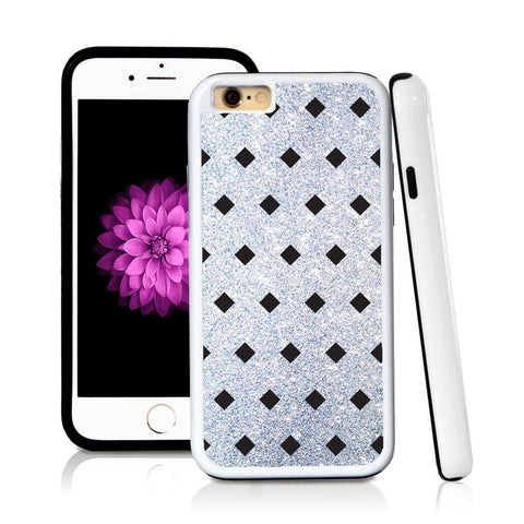 iPhone 6 case Cube pattern in Silver Glitter Texture with hard plastic and rubber protective cover