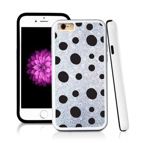 iPhone 6 case Dot pattern in Silver Glitter Texture with hard plastic and rubber protective cover