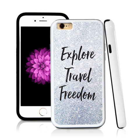 iPhone 6 case Explore travel freedom in Silver Glitter Texture with hard plastic and rubber protective cover