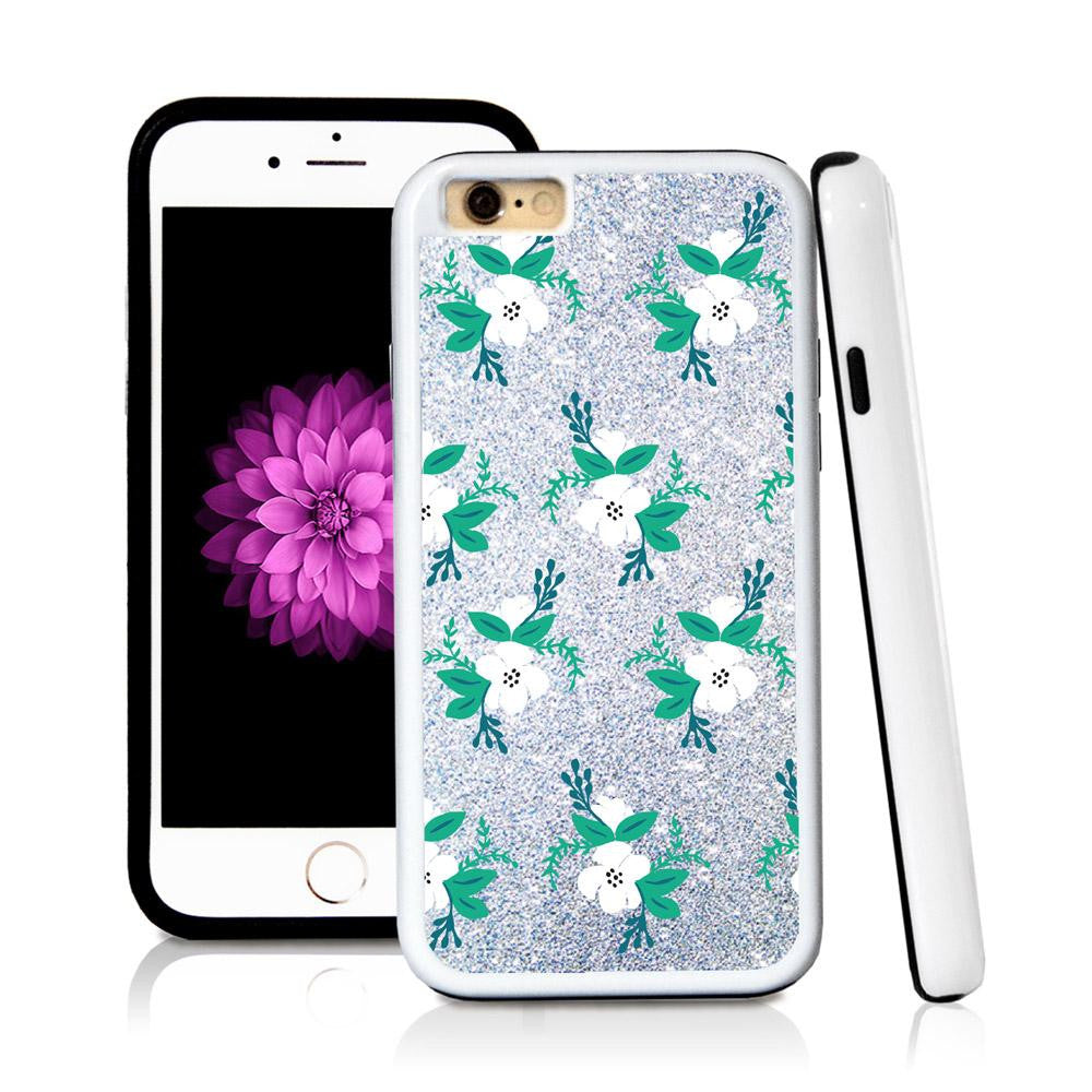 iPhone 6 case Flower cluster illustrations in Silver Glitter Texture with hard plastic & rubber protective cover