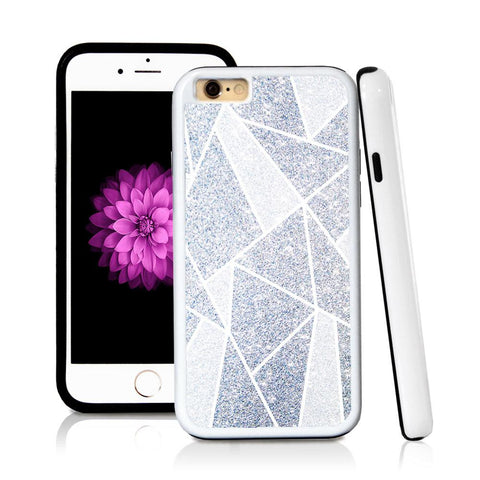 iPhone 6 case Geometric shapes in Silver Glitter Texture with hard plastic & rubber protective cover