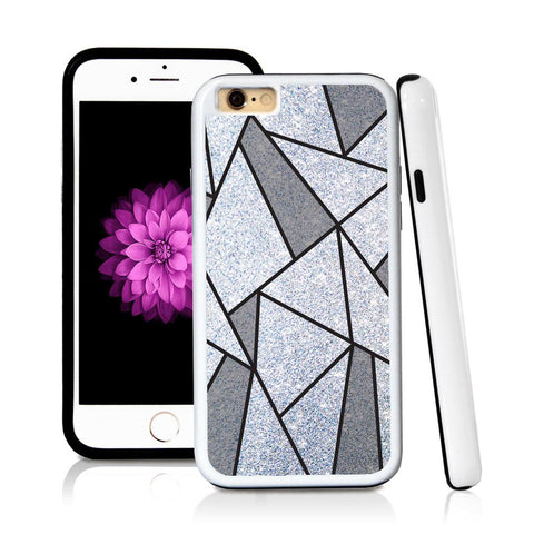 iPhone 6 case Geometric shapes in Silver Glitter Texture with hard plastic and rubber protective cover