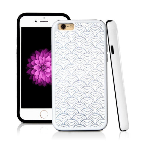 iPhone 6 case Japanese wave inside in Silver Glitter Texture with hard plastic & rubber protective cover