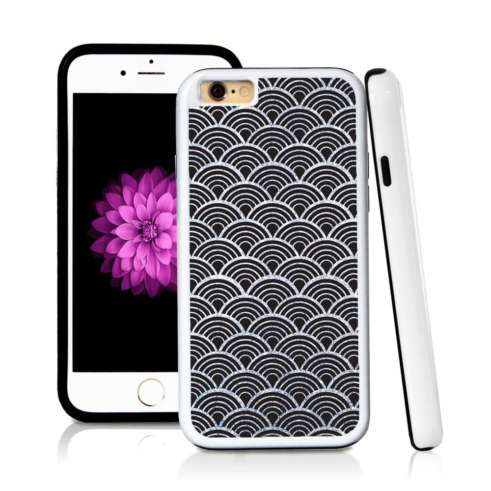 iPhone 6 case Japanese wave inside in Silver Glitter Texture with hard plastic and rubber protective cover