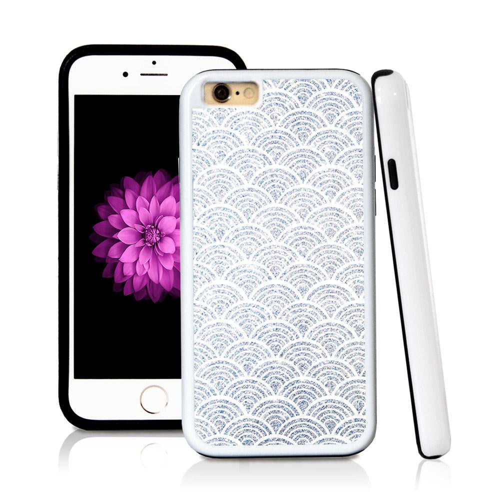 iPhone 6 case Japanese wave outline in Silver Glitter Texture with hard plastic & rubber protective cover