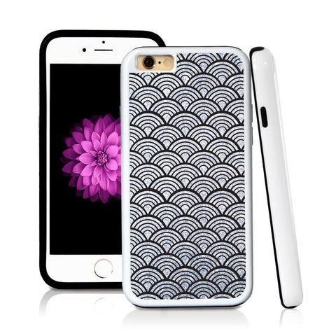 iPhone 6 case Japanese wave outline in Silver Glitter Texture with hard plastic and rubber protective cover