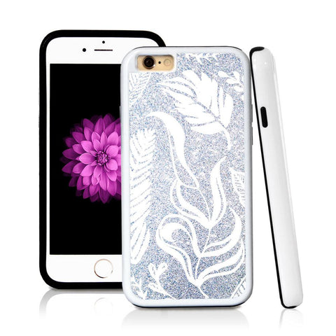 iPhone 6 case Leaf assorted in Silver Glitter Texture with hard plastic & rubber protective cover