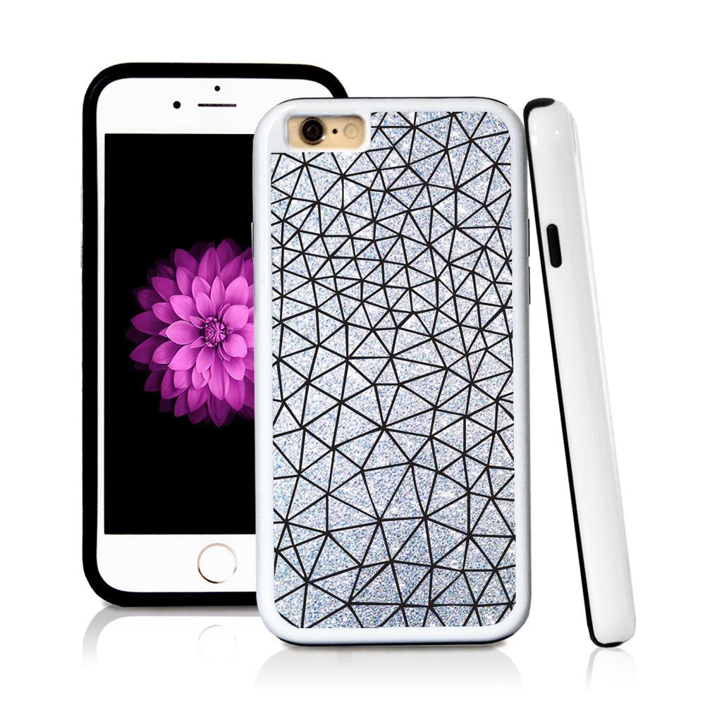 iPhone 6 case Line pattern in Silver Glitter Texture with hard plastic and rubber protective cover