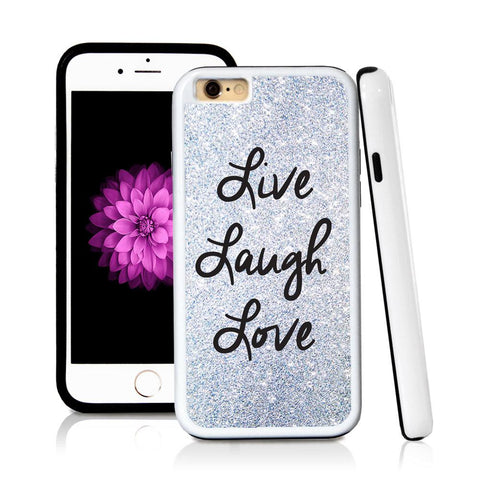 iPhone 6 case Live laugh love in Silver Glitter Texture with hard plastic and rubber protective cover