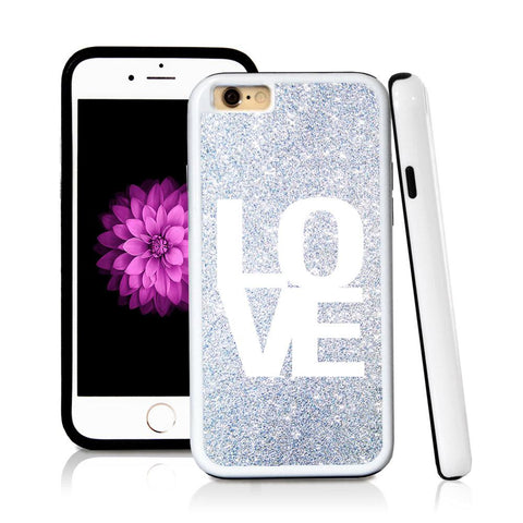 iPhone 6 case Love simple type helvetica in Silver Glitter Texture with hard plastic & rubber protective cover