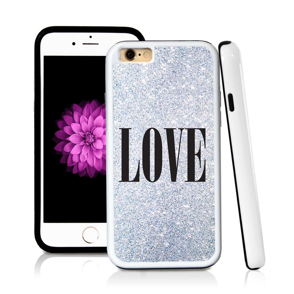 iPhone 6 case Love typography serif modern in Silver Glitter Texture with hard plastic and rubber protective cover