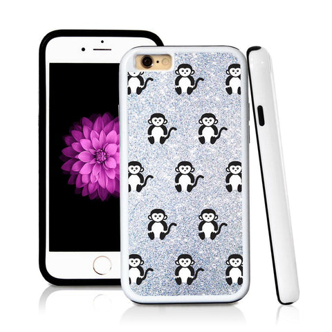 iPhone 6 case Monkeys in Silver Glitter Texture with hard plastic and rubber protective cover