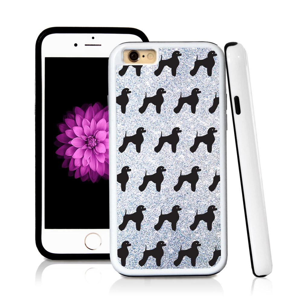 iPhone 6 case Poodle standing in Silver Glitter Texture with hard plastic & rubber protective cover