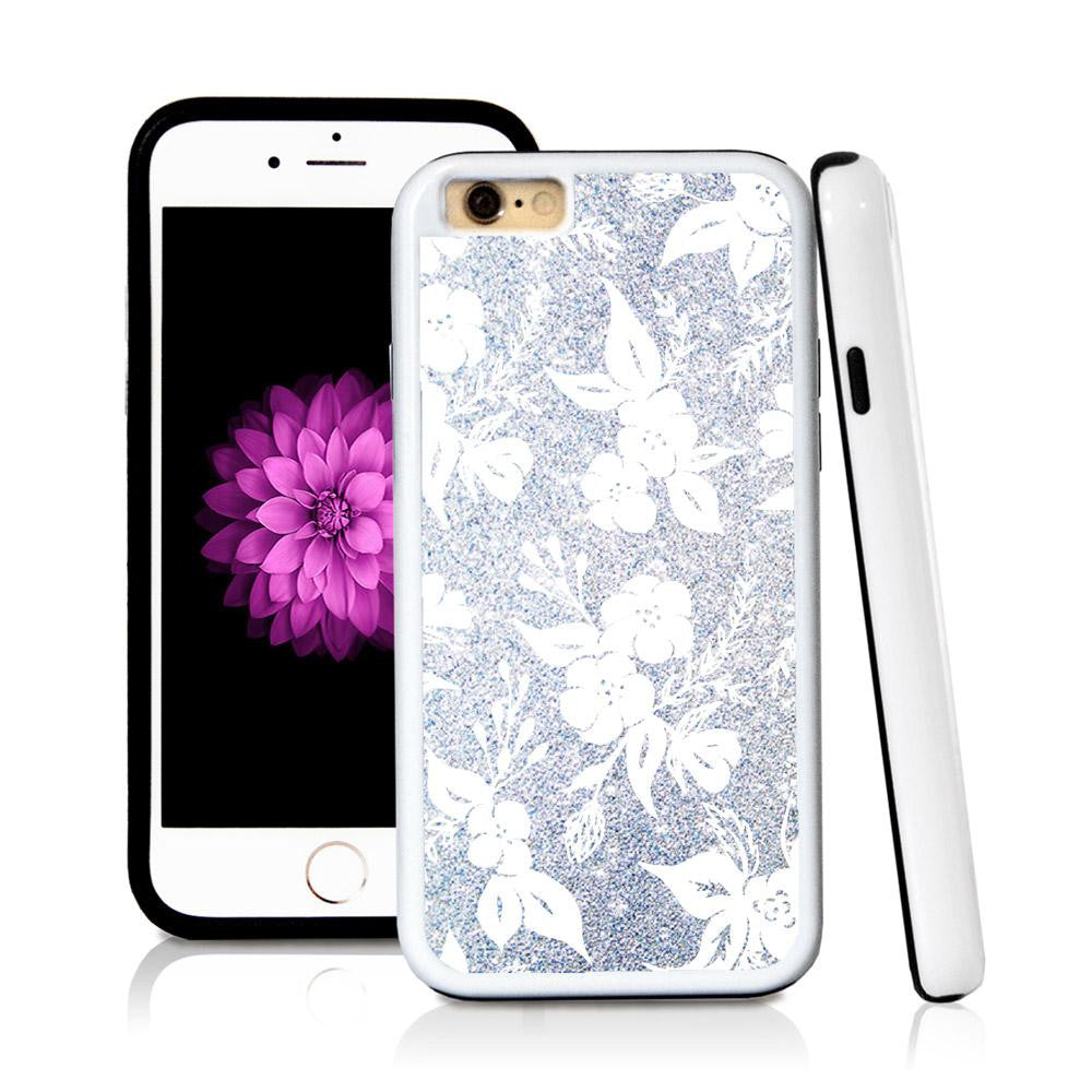 iPhone 6 case Solid flowal clusters in Silver Glitter Texture with hard plastic & rubber protective cover