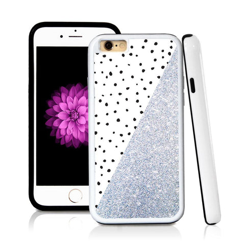 iPhone 6 case Split screen polka dot white in Silver Glitter Texture with hard plastic and rubber protective cover