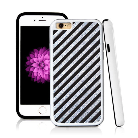 iPhone 6 case Stripe angle in Silver Glitter Texture with hard plastic and rubber protective cover