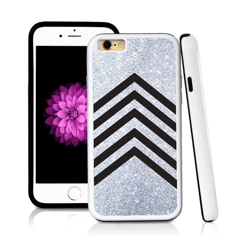 iPhone 6 case Stripes five middle page v in Silver Glitter Texture with hard plastic and rubber protective cover