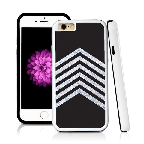 iPhone 6 case Stripes six negative color in Silver Glitter Texture with hard plastic & rubber protective cover