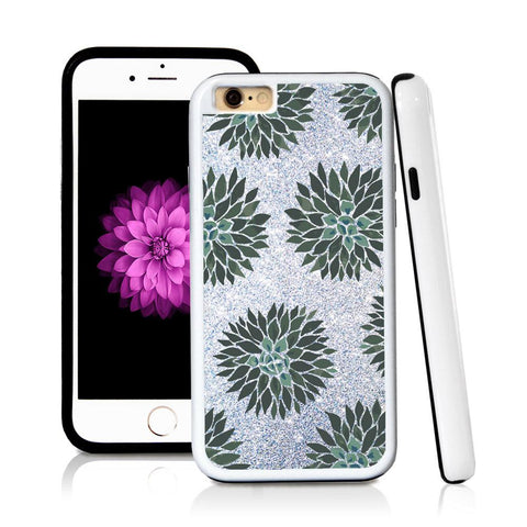 iPhone 6 case Succulent two in Silver Glitter Texture with hard plastic & rubber protective cover