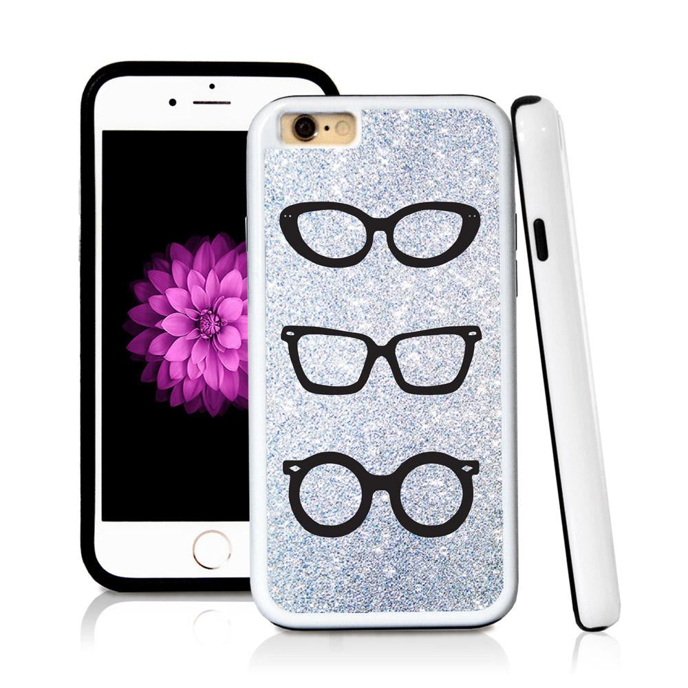 iPhone 6 case Sunglasses three in Silver Glitter Texture with hard plastic and rubber protective cover