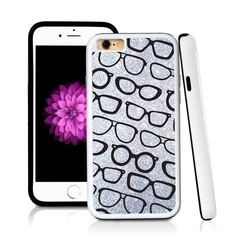 iPhone 6 case Sunglass pattern in Silver Glitter Texture with hard plastic and rubber protective cover