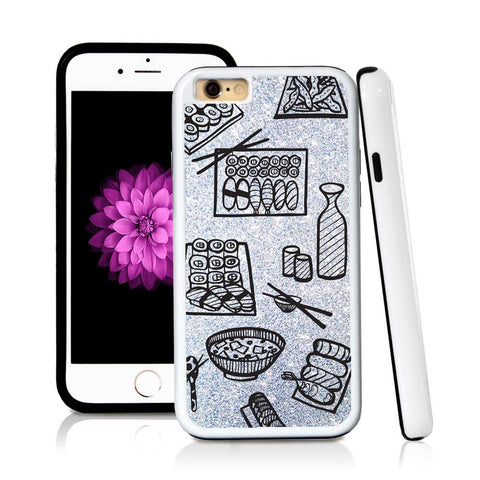 iPhone 6 case Sushi in Silver Glitter Texture with hard plastic and rubber protective cover