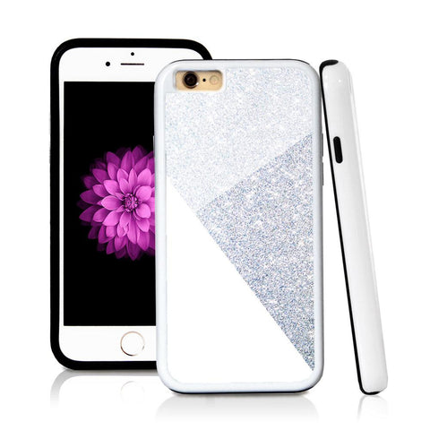 iPhone 6 case Three abstract modern simple sections in Silver Glitter Texture with hard plastic & rubber protective cover