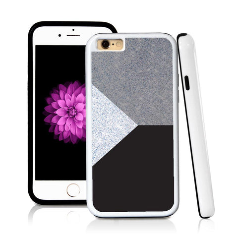 iPhone 6 case Three sections triangle left in Silver Glitter Texture with hard plastic and rubber protective cover