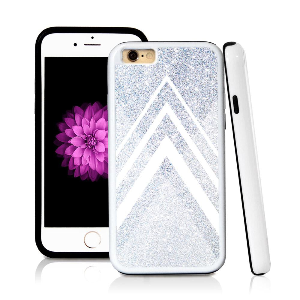 iPhone 6 case Traingle bottom in Silver Glitter Texture with hard plastic & rubber protective cover