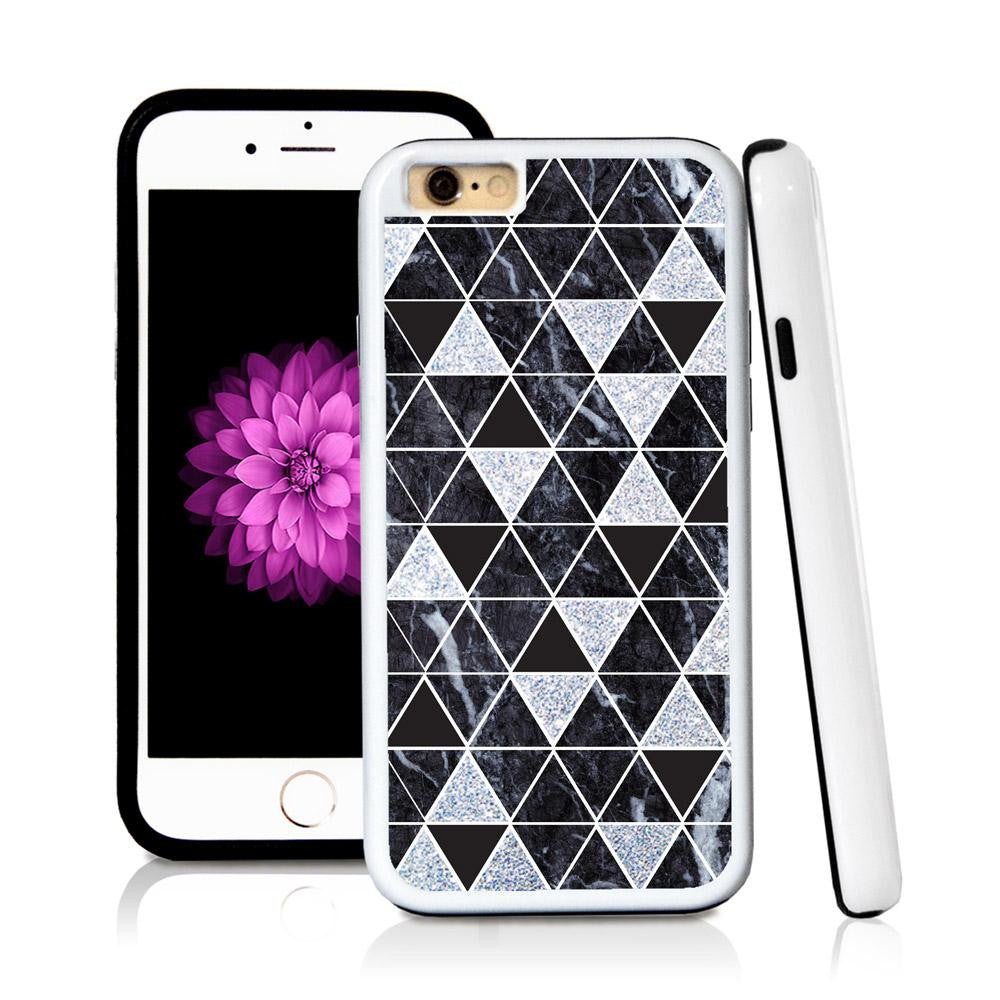 iPhone 6 case Triangle grid pattern in Silver Glitter Texture with hard plastic & rubber protective cover