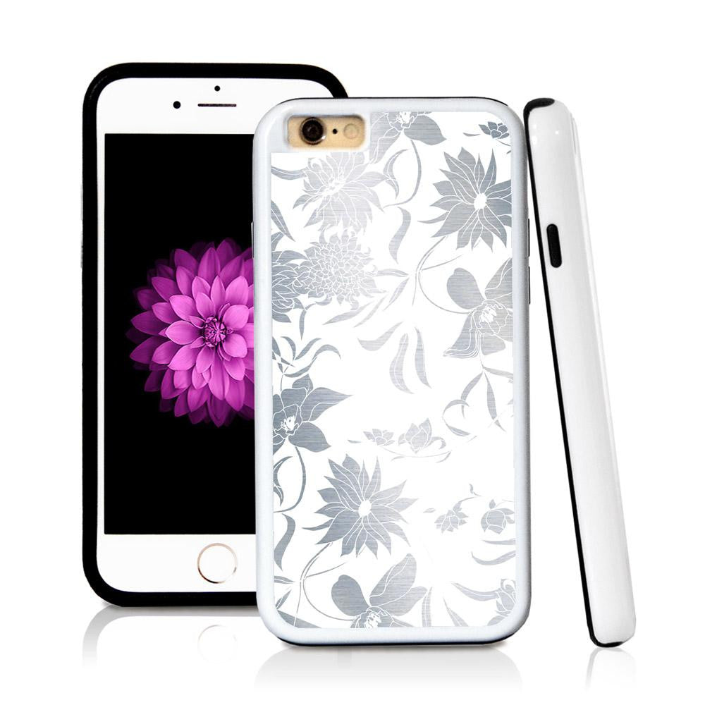 iPhone 6 case Botanical flowers in Shiny Metal with hard plastic & rubber protective cover