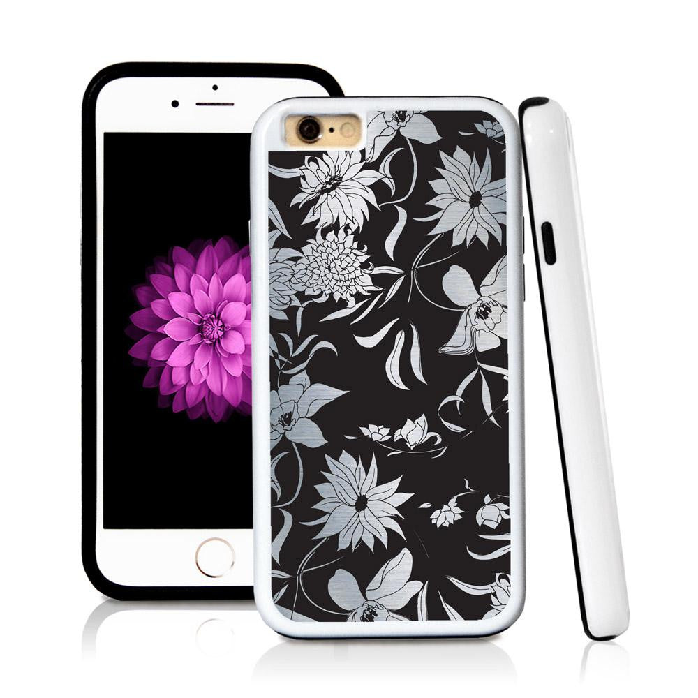 iPhone 6 case Botanical flowers in Shiny Metal with hard plastic and rubber protective cover