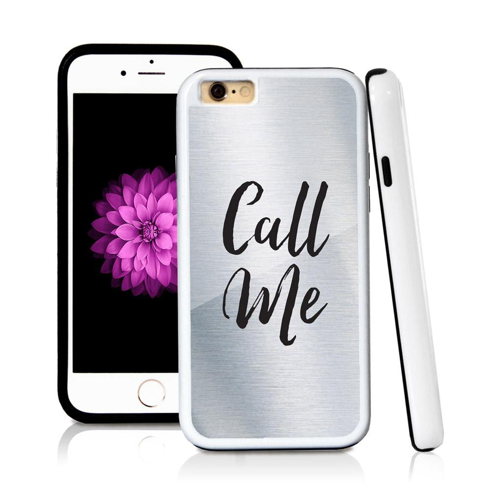 iPhone 6 case Call me in Shiny Metal with hard plastic and rubber protective cover