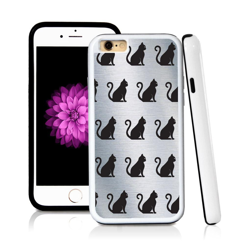 iPhone 6 case Cat sitting in Shiny Metal with hard plastic & rubber protective cover