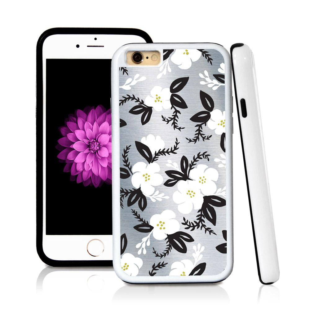 iPhone 6 case Flower cartoony painted in Shiny Metal with hard plastic & rubber protective cover