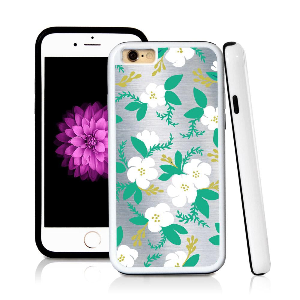 iPhone 6 case Flower cartoony painted green in Shiny Metal with hard plastic & rubber protective cover