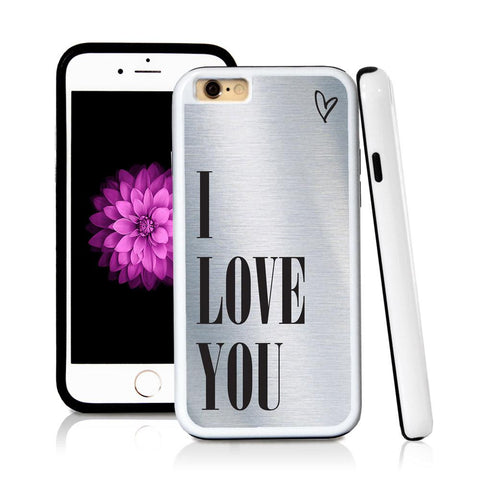 iPhone 6 case I love you in Shiny Metal with hard plastic and rubber protective cover