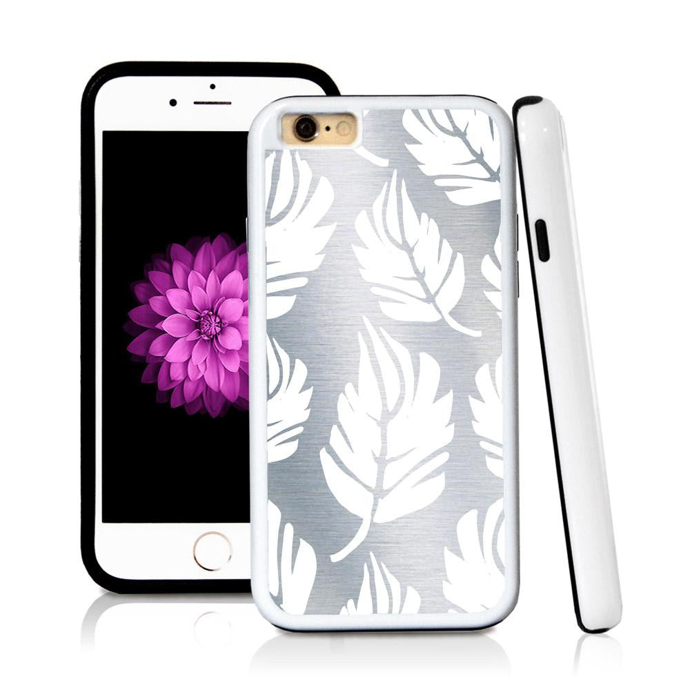 iPhone 6 case Large leaves in Shiny Metal with hard plastic & rubber protective cover