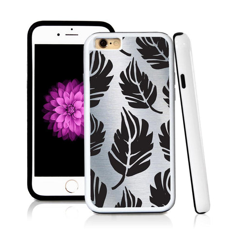 iPhone 6 case Large leaves in Shiny Metal with hard plastic and rubber protective cover