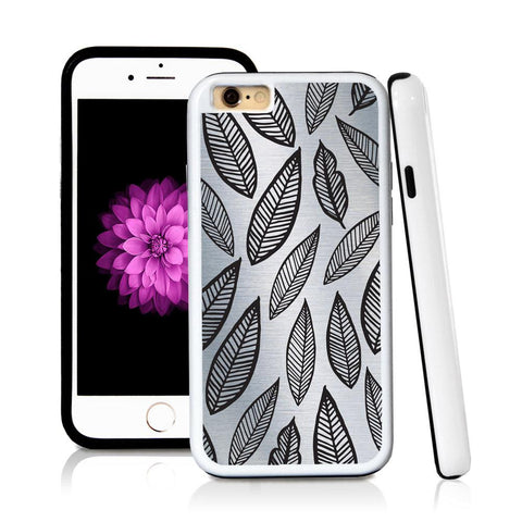 iPhone 6 case Leaves illustration pattern in Shiny Metal with hard plastic and rubber protective cover