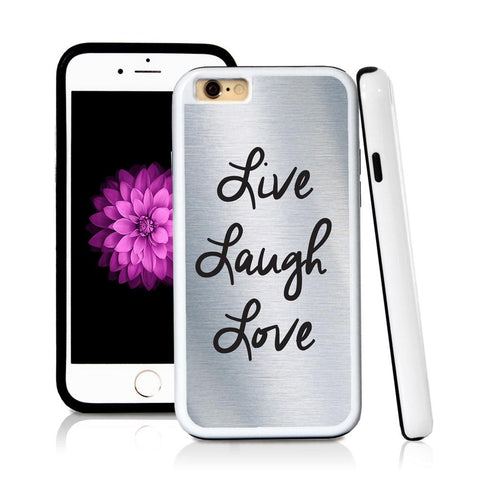 iPhone 6 case Live laugh love in Shiny Metal with hard plastic and rubber protective cover