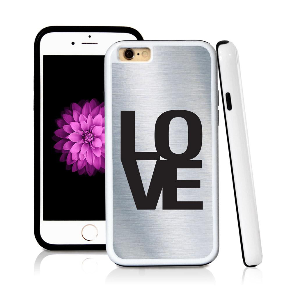 iPhone 6 case Love simple type helvetica in Shiny Metal with hard plastic and rubber protective cover