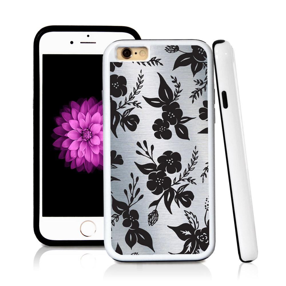 iPhone 6 case Solid flowal clusters in Shiny Metal with hard plastic and rubber protective cover