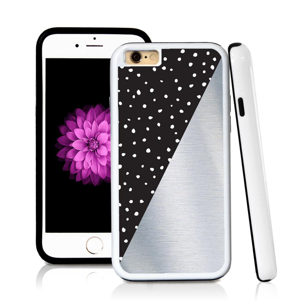 iPhone 6 case Split screen polka dot black in Shiny Metal with hard plastic & rubber protective cover