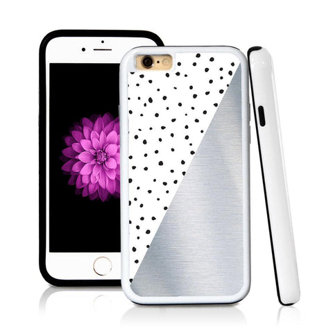 iPhone 6 case Split screen polka dot white in Shiny Metal with hard plastic & rubber protective cover