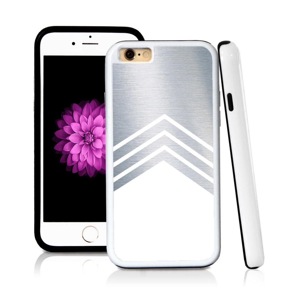 iPhone 6 case Three stripe triangle bottom in Shiny Metal with hard plastic & rubber protective cover