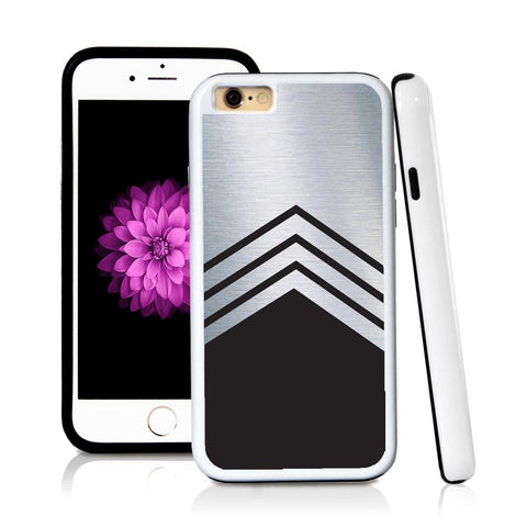 iPhone 6 case Three stripe triangle bottom in Shiny Metal with hard plastic and rubber protective cover