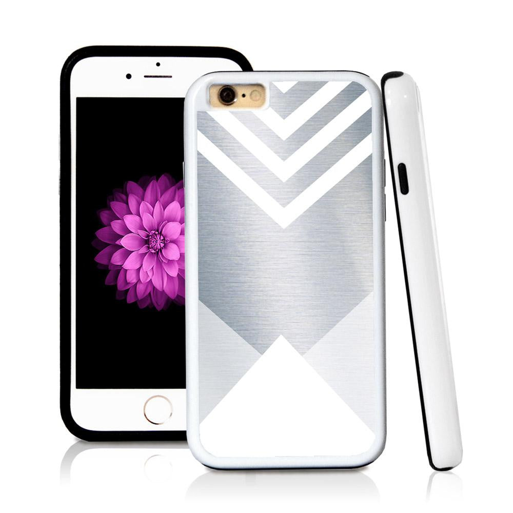 iPhone 6 case Triangle bottom stripes top in Shiny Metal with hard plastic & rubber protective cover